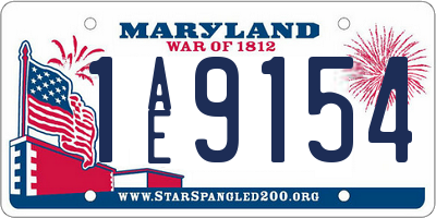 MD license plate 1AE9154