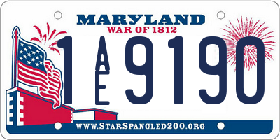 MD license plate 1AE9190