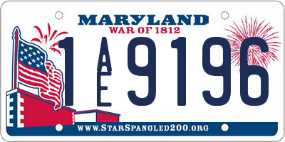 MD license plate 1AE9196