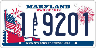 MD license plate 1AE9201