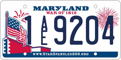 MD license plate 1AE9204