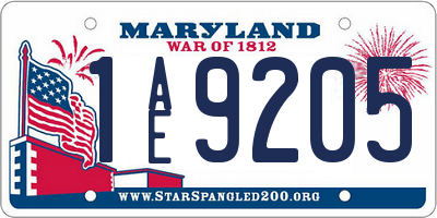 MD license plate 1AE9205