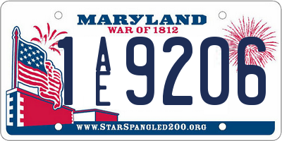 MD license plate 1AE9206