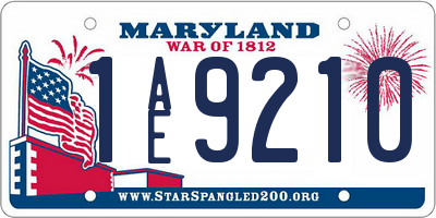 MD license plate 1AE9210