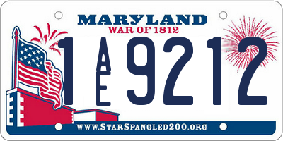 MD license plate 1AE9212