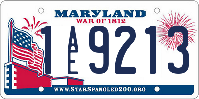 MD license plate 1AE9213