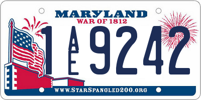 MD license plate 1AE9242