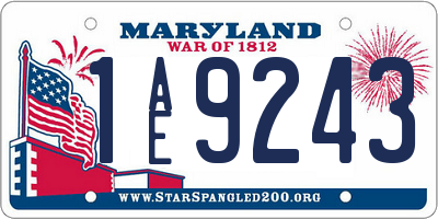MD license plate 1AE9243