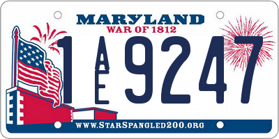 MD license plate 1AE9247