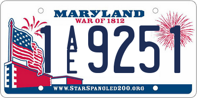MD license plate 1AE9251