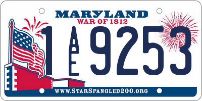 MD license plate 1AE9253