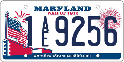 MD license plate 1AE9256