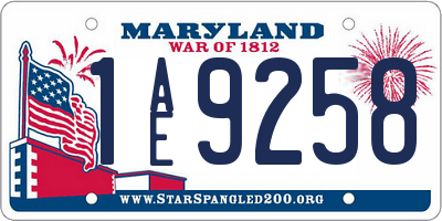 MD license plate 1AE9258