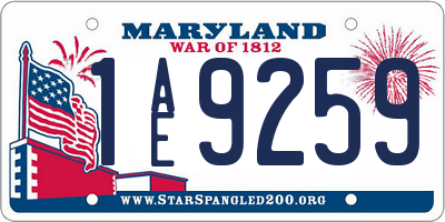 MD license plate 1AE9259