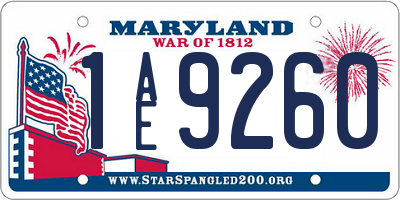 MD license plate 1AE9260