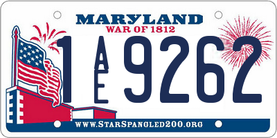 MD license plate 1AE9262