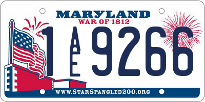 MD license plate 1AE9266