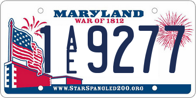 MD license plate 1AE9277