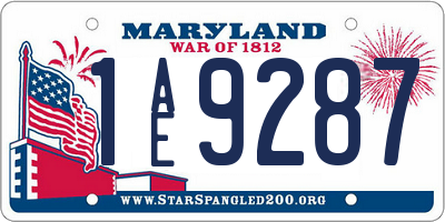 MD license plate 1AE9287