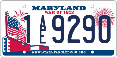 MD license plate 1AE9290