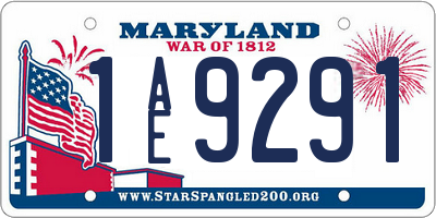 MD license plate 1AE9291