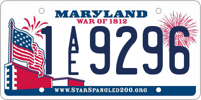 MD license plate 1AE9296