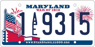 MD license plate 1AE9315