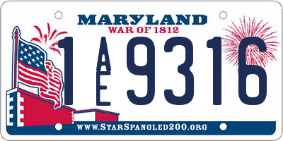 MD license plate 1AE9316