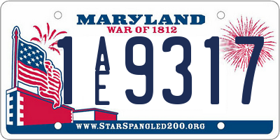 MD license plate 1AE9317