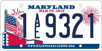 MD license plate 1AE9321