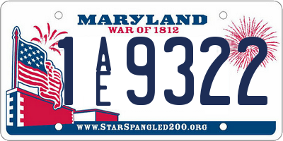 MD license plate 1AE9322