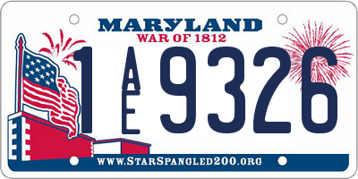 MD license plate 1AE9326