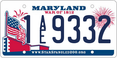 MD license plate 1AE9332
