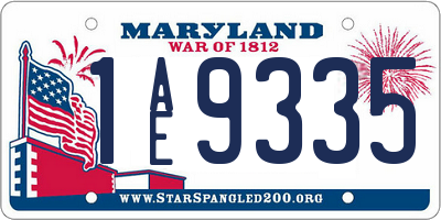 MD license plate 1AE9335