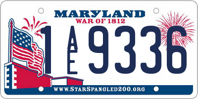 MD license plate 1AE9336