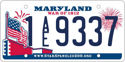 MD license plate 1AE9337