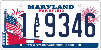 MD license plate 1AE9346