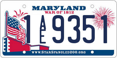 MD license plate 1AE9351