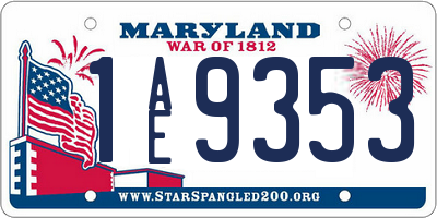 MD license plate 1AE9353
