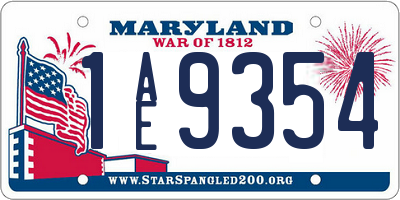 MD license plate 1AE9354