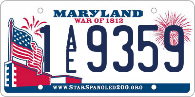 MD license plate 1AE9359