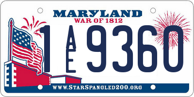 MD license plate 1AE9360