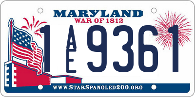 MD license plate 1AE9361