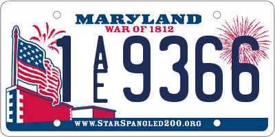 MD license plate 1AE9366