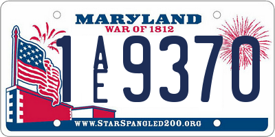 MD license plate 1AE9370