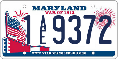 MD license plate 1AE9372
