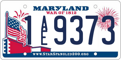 MD license plate 1AE9373