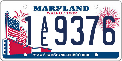 MD license plate 1AE9376