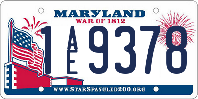 MD license plate 1AE9378
