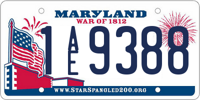 MD license plate 1AE9388